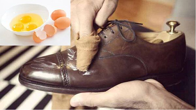 Với giày da bị rộp có thể xử lý bằng trứng gà và mực tàu
